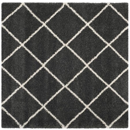 Flowers First 7 x 7 ft. Square Hudson Shag Power Loomed Rug; Dark Grey & Ivory FL2115261